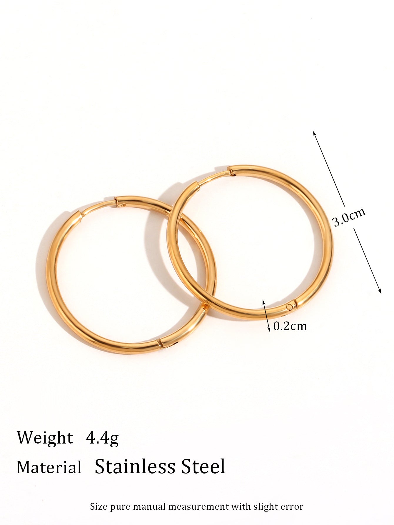 Minimalist Geometric Stainless Steel Hoop Earrings with 18K Gold Plating for Women