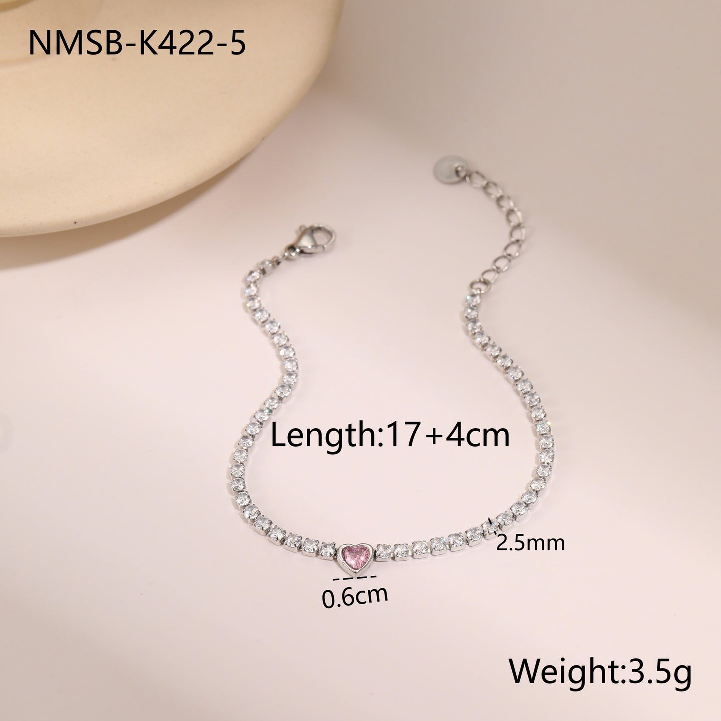 Fashionable Geometric Titanium Steel Bracelet with Zircon Inlay, Electroplated Stainless Steel Luxury Women's Hand Jewelry