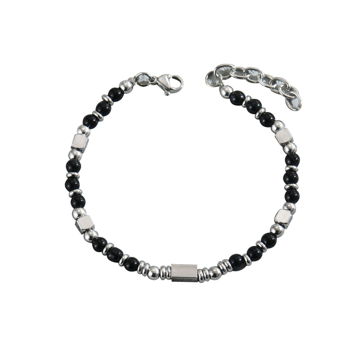 Pulsera vintage geométrica para hombres y mujeres con cuentas de piedra natural y acero inoxidable, diseño trenzado para recuerdo de viaje