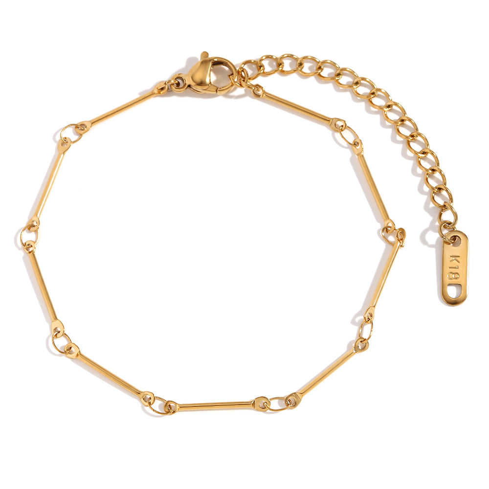 Minimalist Geometric Stainless Steel 18K Gold Plated Necklace Charm Bar for Women DIY Jewelry Making
