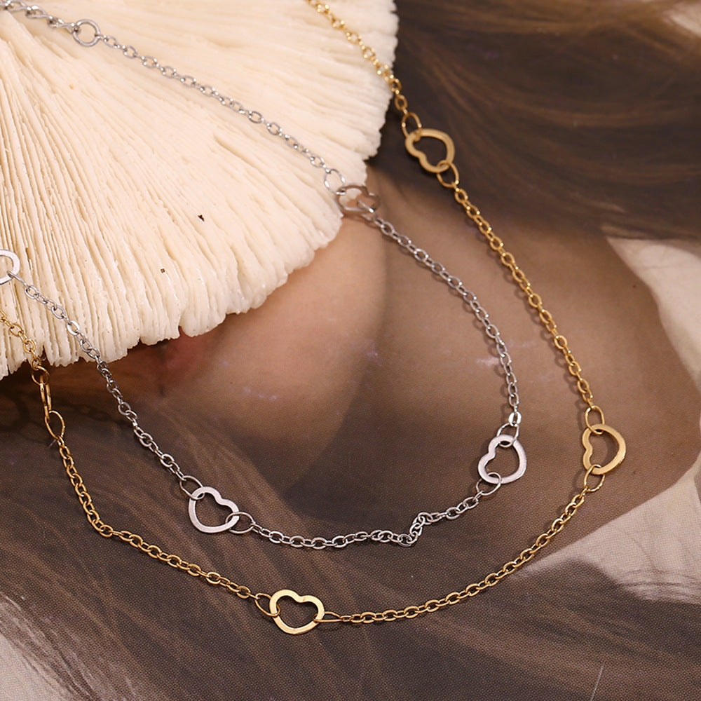 Minimalist Heart-Shaped Stainless Steel Anklet with 14K Gold Plating for Women
