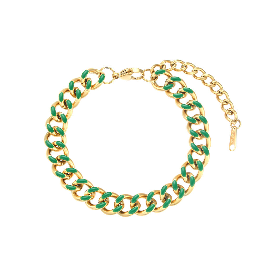 Minimalist Geometric Stainless Steel Plated Cuban Link Bracelet for Women