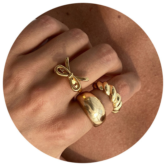 Anello Aperto Vintage Personalizzato con Nodo a Fiocco Geometrico in Lega Placcata per Donne