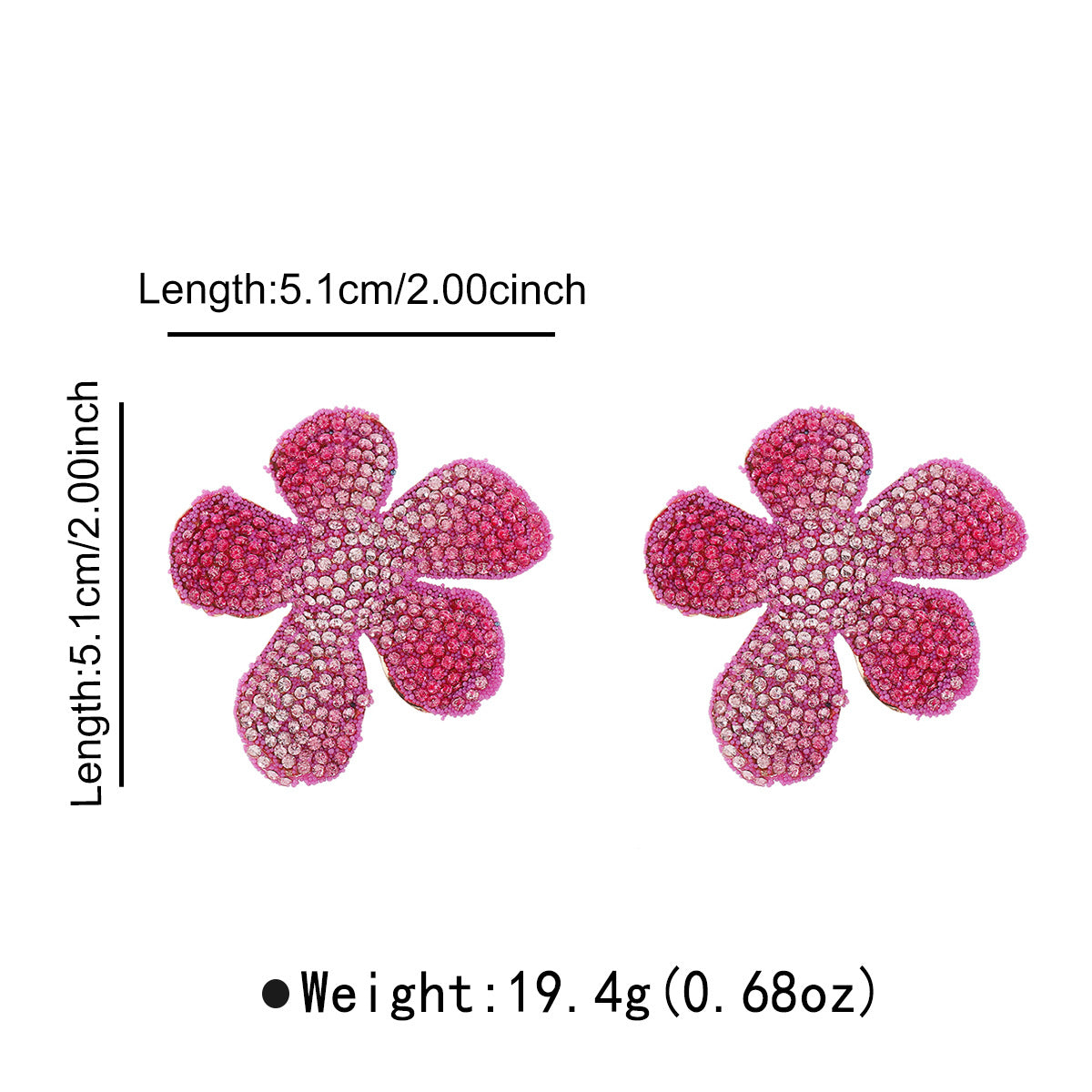 Orecchini in lega con fiori dolci e intarsio completo di strass da donna