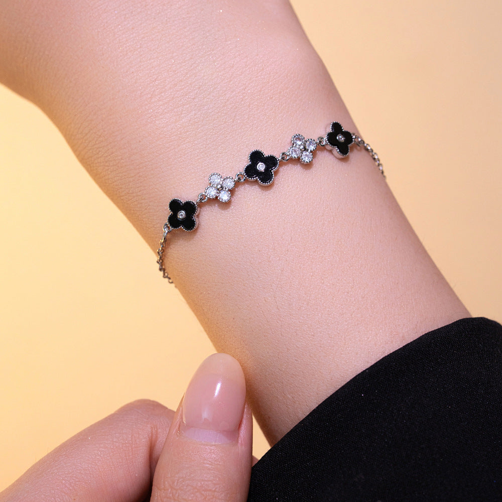 Braccialetto da donna Minimalista Cuore Stella Luna Farfalla con Strass in Acciaio al Titanio con Finitura Placcata