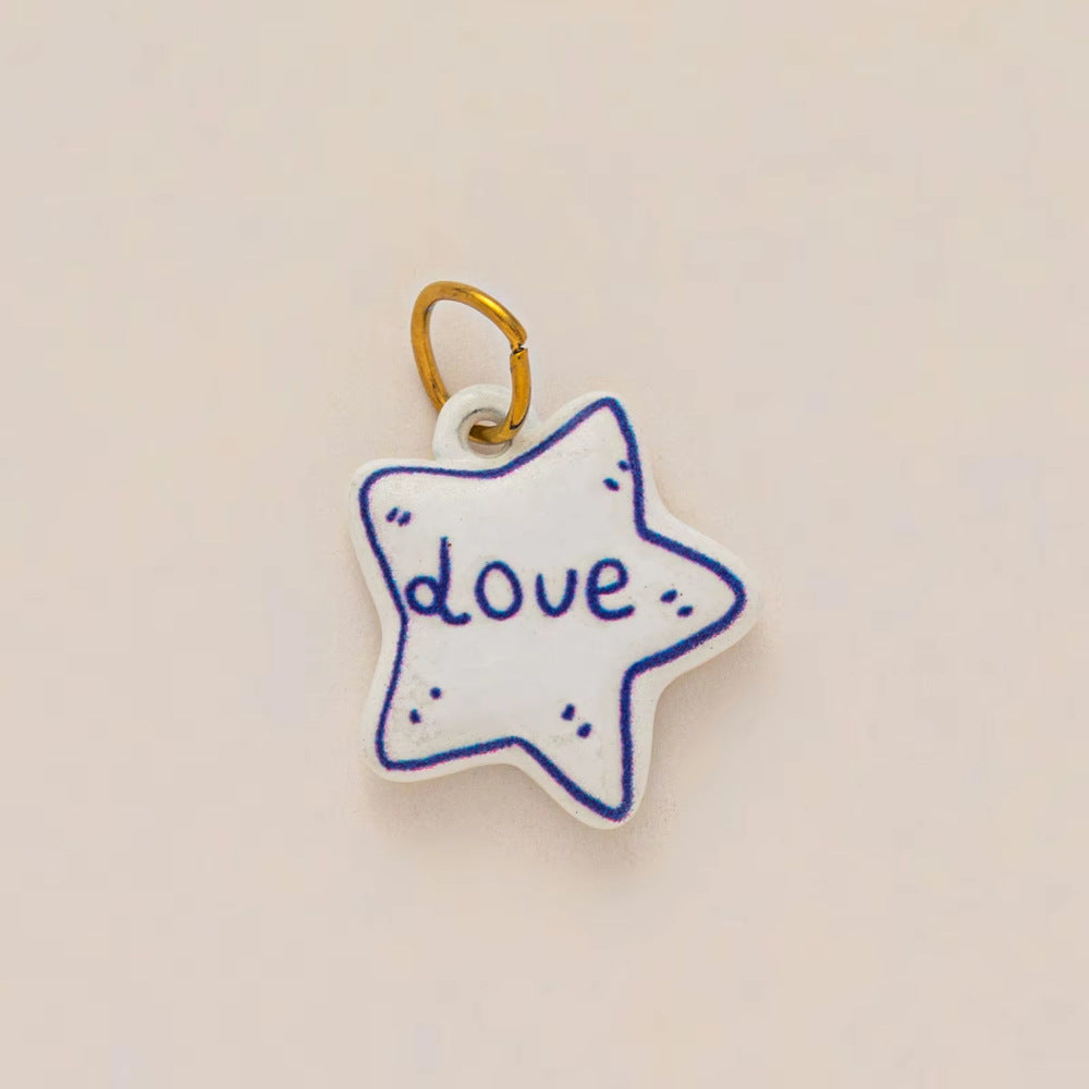 Vintage 18K Gold Plated Stainless Steel Moon Pendant Drip Oil Charm Bar