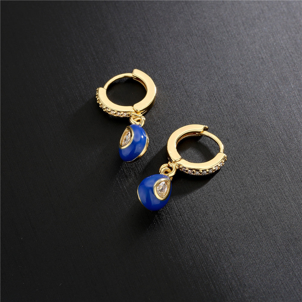 Geometric Teardrop Drip Oil Cubic Zirconia Micro-Inlay Brass 18K Gold Plated Earrings