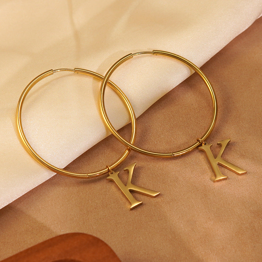 Minimalist Letter Geometric Stainless Steel Plated Earrings for Women