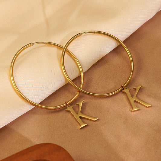 Minimalist Letter Geometric Stainless Steel Plated Earrings for Women