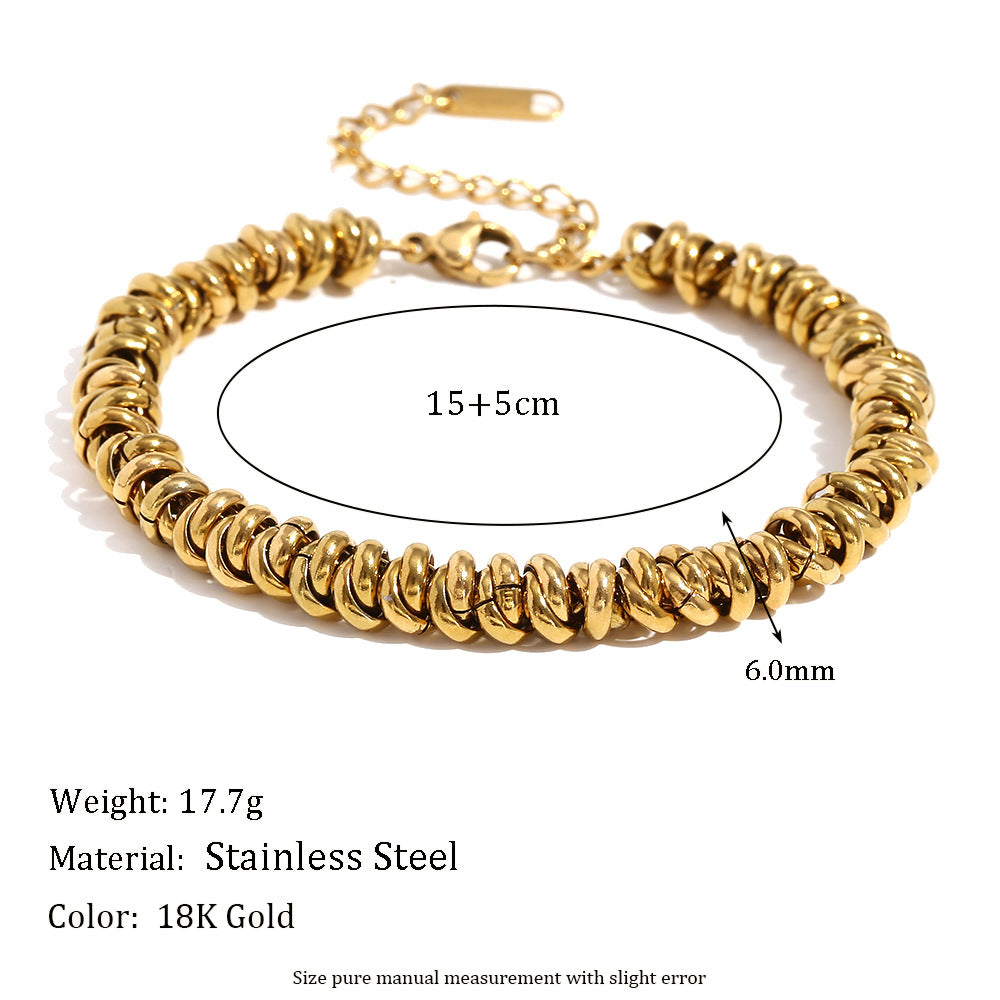 Minimalist Geometric Stainless Steel Plated 18K Gold Round Hoop Necklace for Women