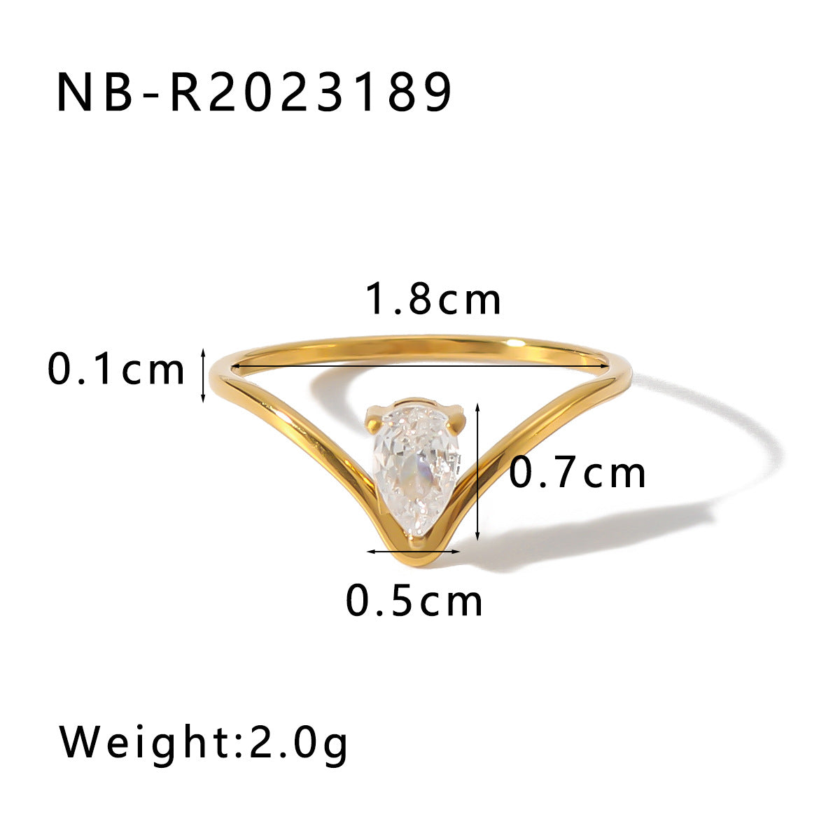Minimalist Geometric Stainless Steel Ring with 18K Gold Plating and Zirconia for Women and Men