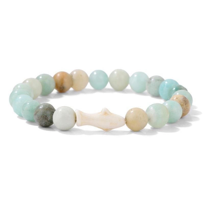 Minimalist Sweet Natural Turquoise Crystal Agate Animal Beaded Stretch Bracelet
