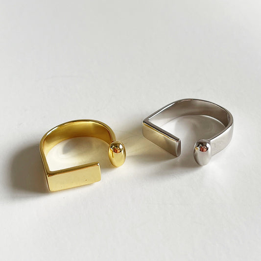 Anello da Donna Minimalista in Argento Sterling 925 a Forma Geometrica a D