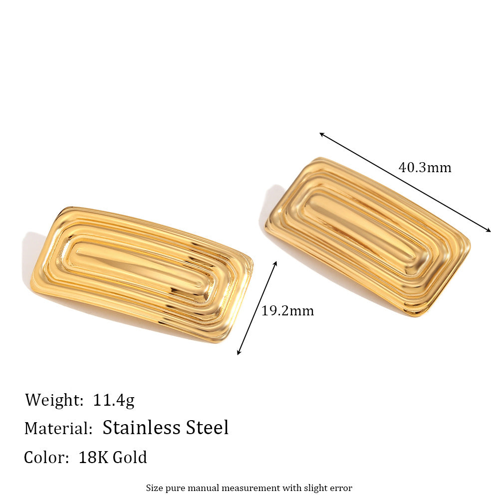 Pendientes Geométricos Minimalistas de Acero Inoxidable con Baño de Oro de 18K para Mujer