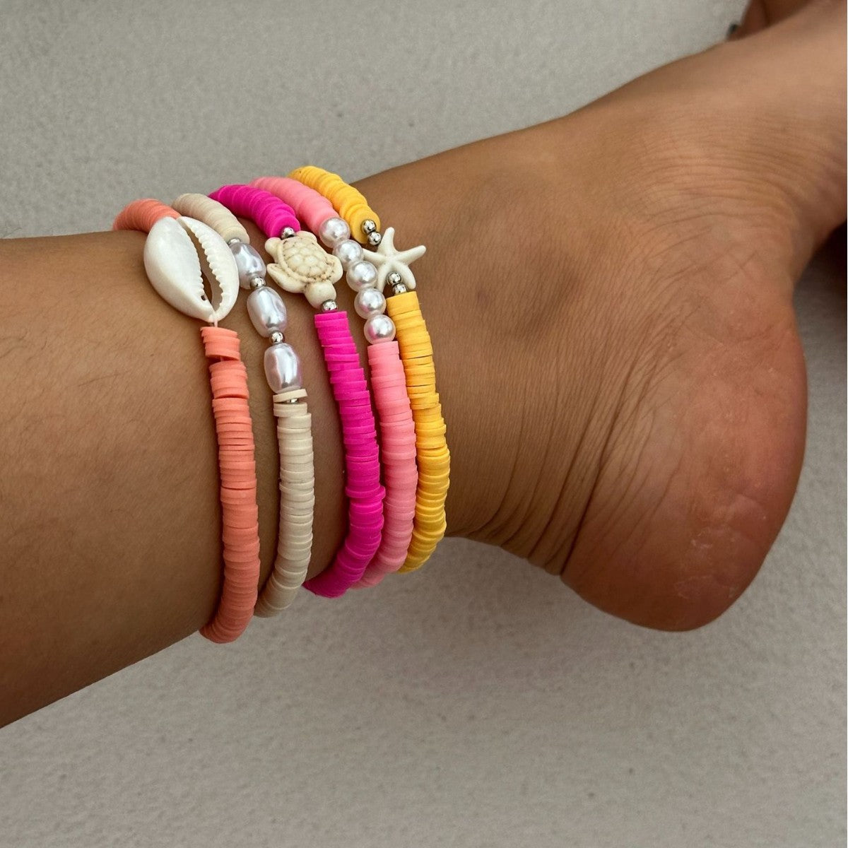 Bohemian Colorful Resin Starfish Shell Anklet for Women