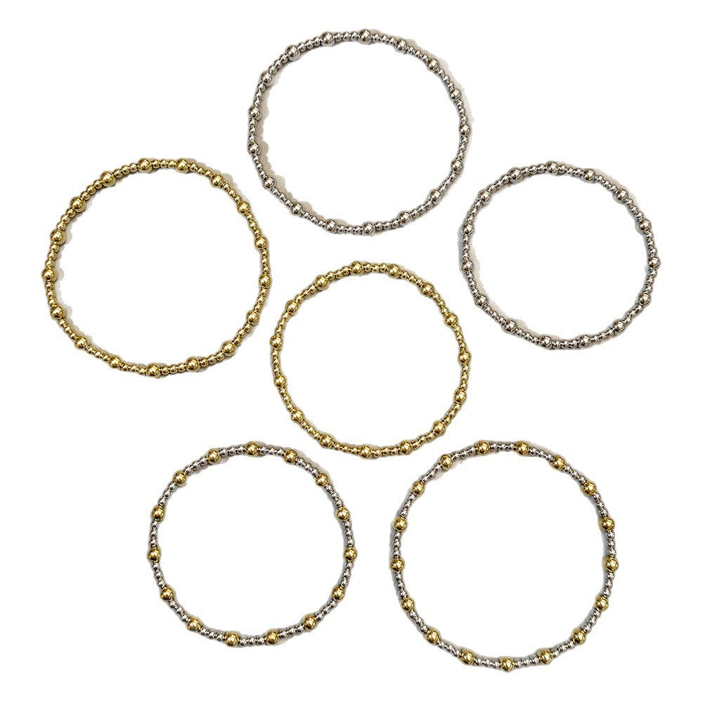 Geometric Plated Stainless Steel Elastic Beaded Charm Bar Unisex