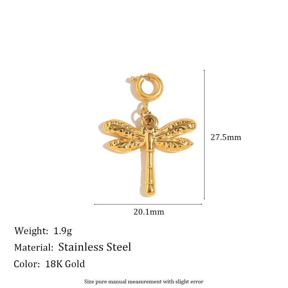 18K Gold Plated Stainless Steel Animal Charm Bar Pendant