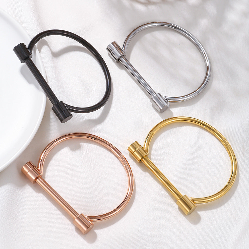 Geometric Stainless Steel Plated Horseshoe Bracelet