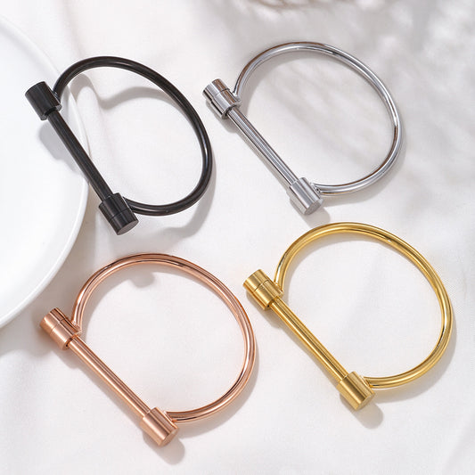Geometric Stainless Steel Plated Horseshoe Bracelet