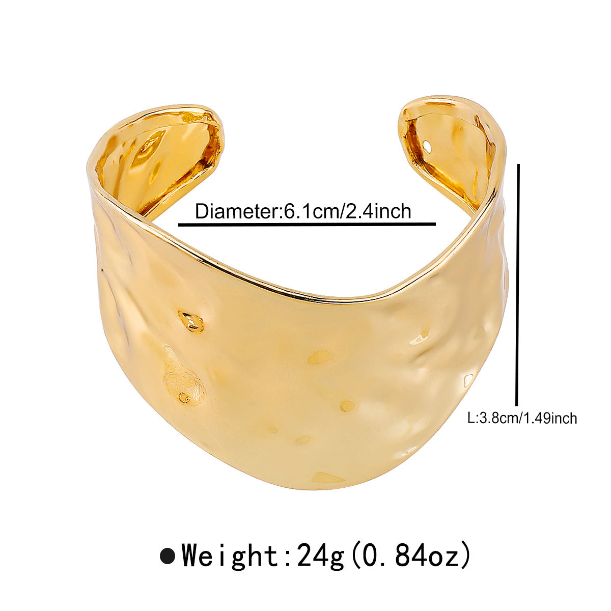 Pulsera de Metal con Diseño Geométrico Irregular de Estilo Vintage, Textura Plegada y Acabado Galvanizado para Mujer