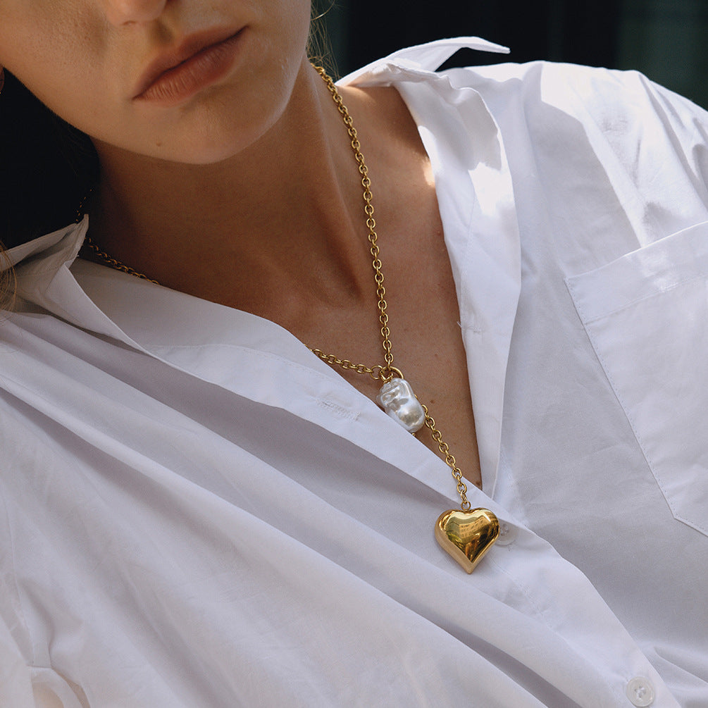 Elegante collana lunga a Y da donna con pendente in acciaio al titanio, design geometrico, catena in acciaio inossidabile galvanizzato, ipoallergenica e resistente all'ossidazione