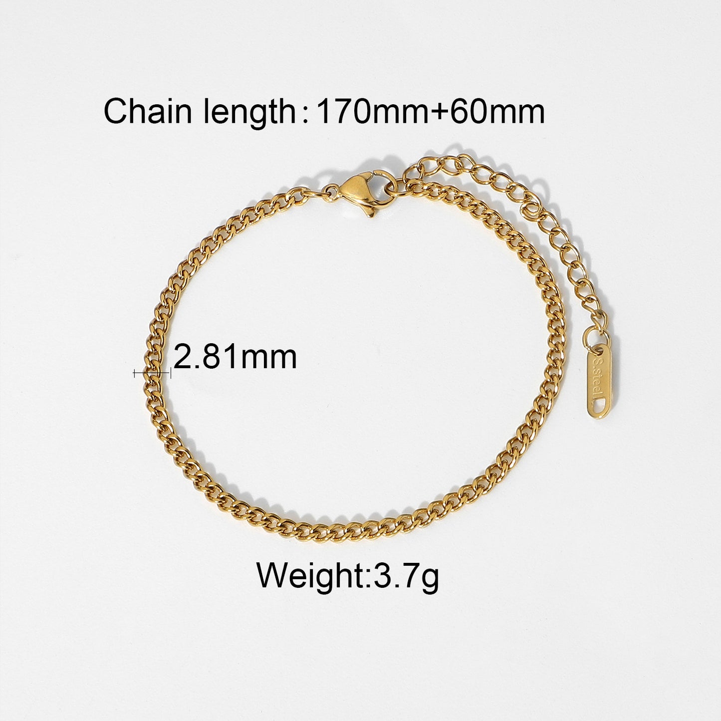 Geometric Luxury Plated Titanium Steel Box Chain Bracelet with Rhinestone Accents for Women