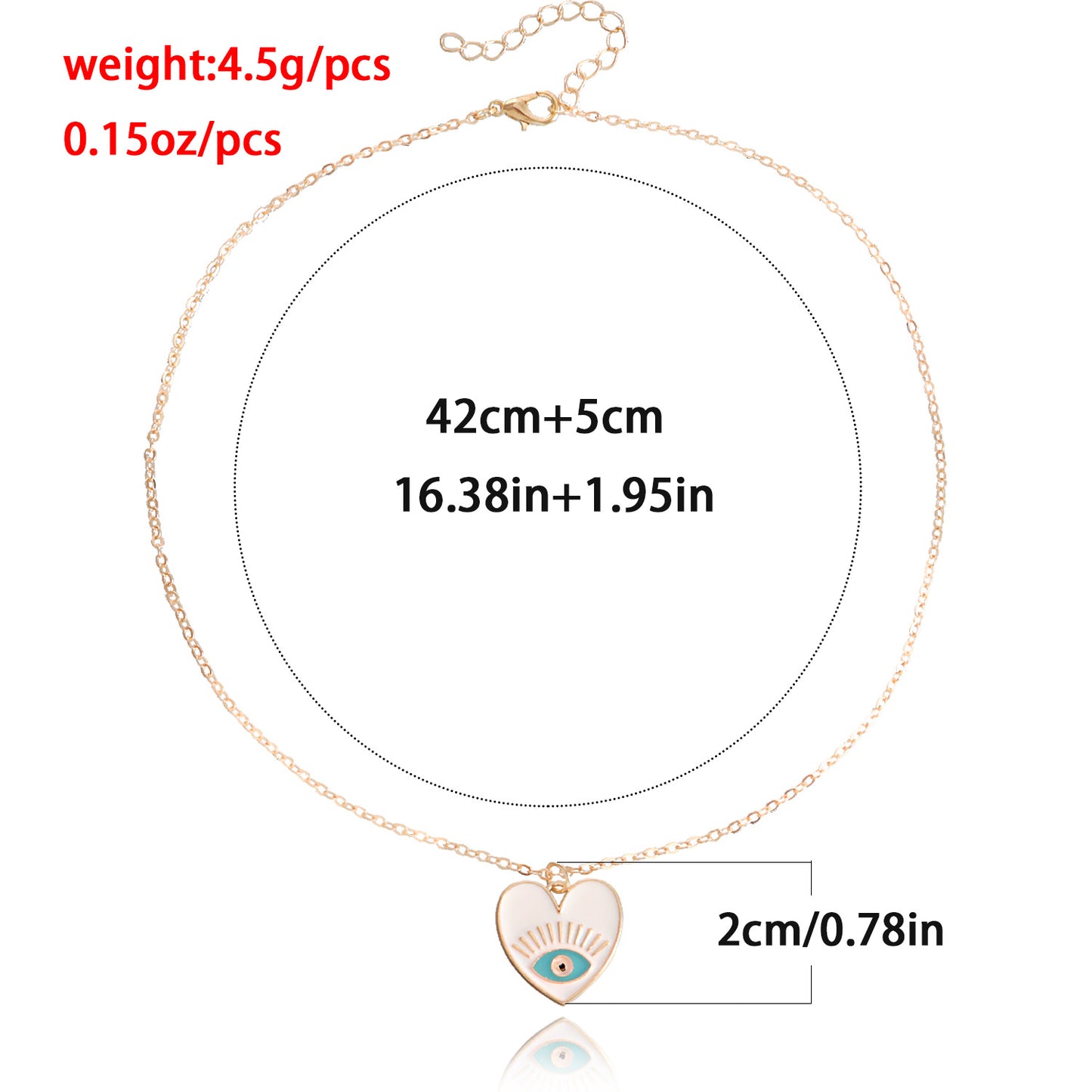 Minimalist Evil Eye Pendant Necklace for Women with Alloy Heart Charm and Geometric Design on Clavicle Chain