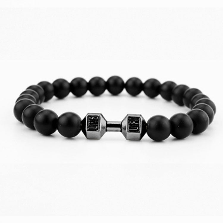 Matte Geometric Alloy Bracelet Unisex Volcanic Stone Energy Beads