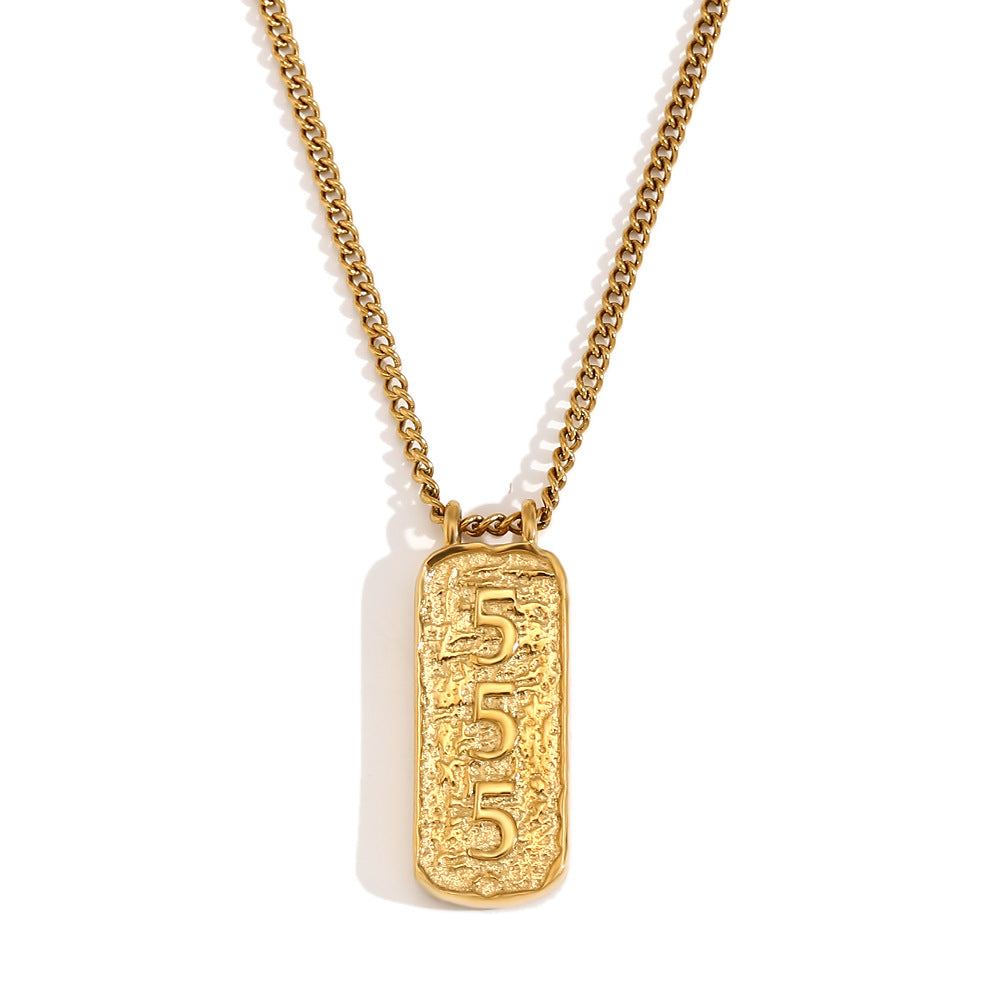 Collana con ciondolo a forma di numero minimalista ispirata al vintage, con tarocchi, da donna, in acciaio inossidabile placcato oro 18 carati