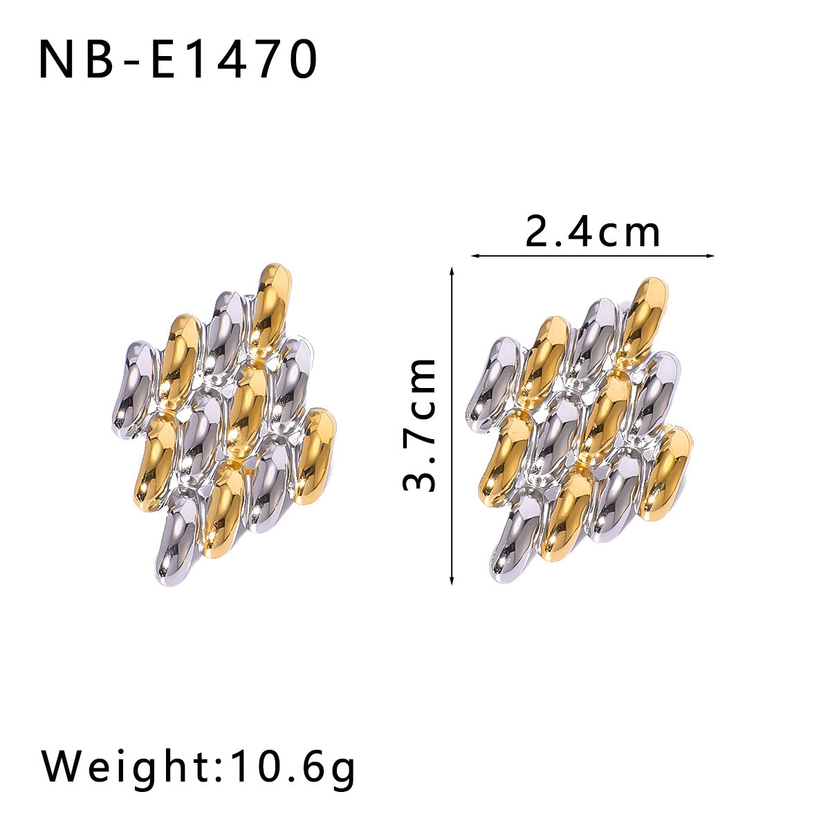 Geometric Stainless Steel Earrings with 18K Gold Plating, Bowknot Texture and Irregular Folded Design for Women