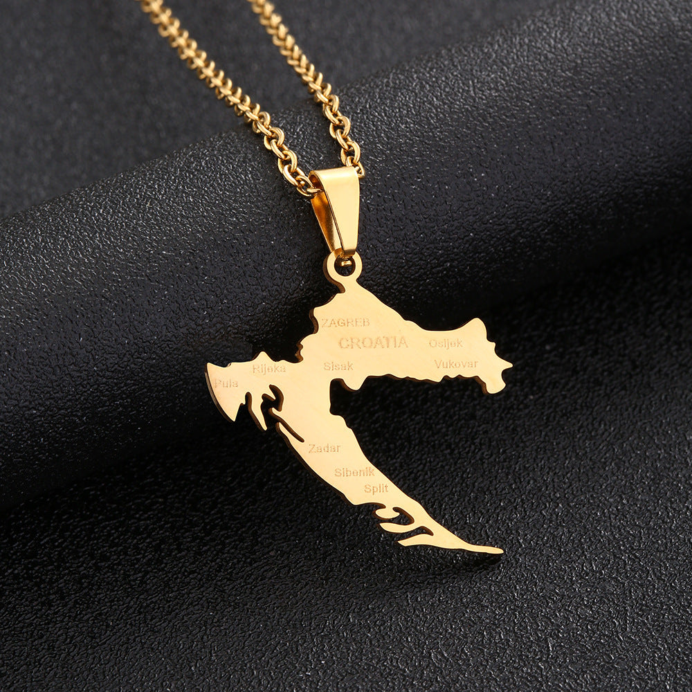 Collana con Pendente Geometrico Minimalista in Acciaio Inossidabile con Ciondolo in Acciaio al Titanio e Finitura Placcata, Unisex