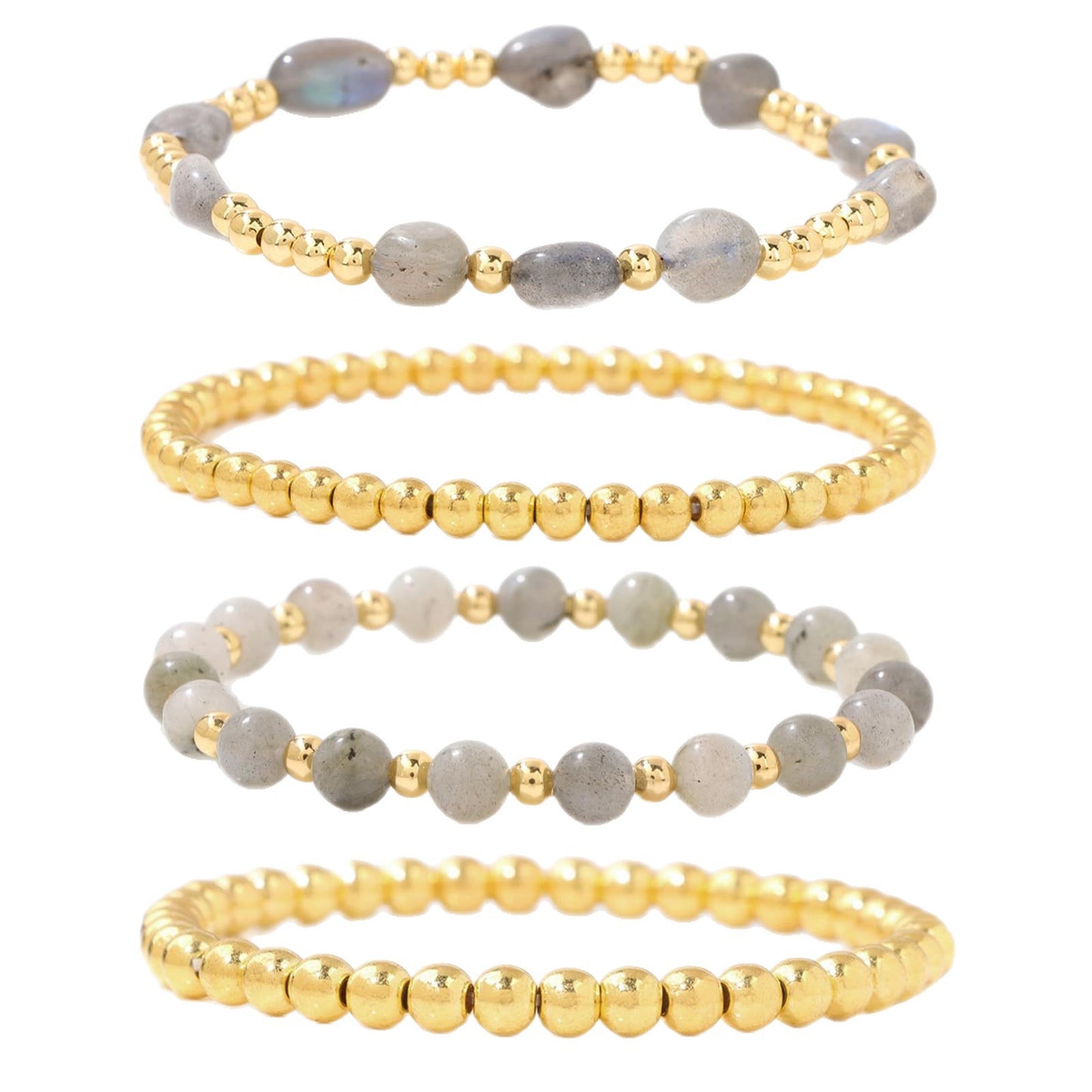 Geometric Natural Agate and Amethyst Beaded Bracelet for Women