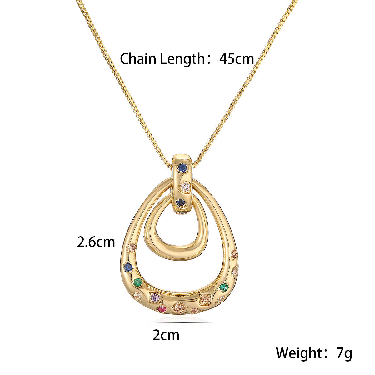 Minimalist Luxury Geometric Gold Plated Brass Necklace with Cubic Zirconia for Women