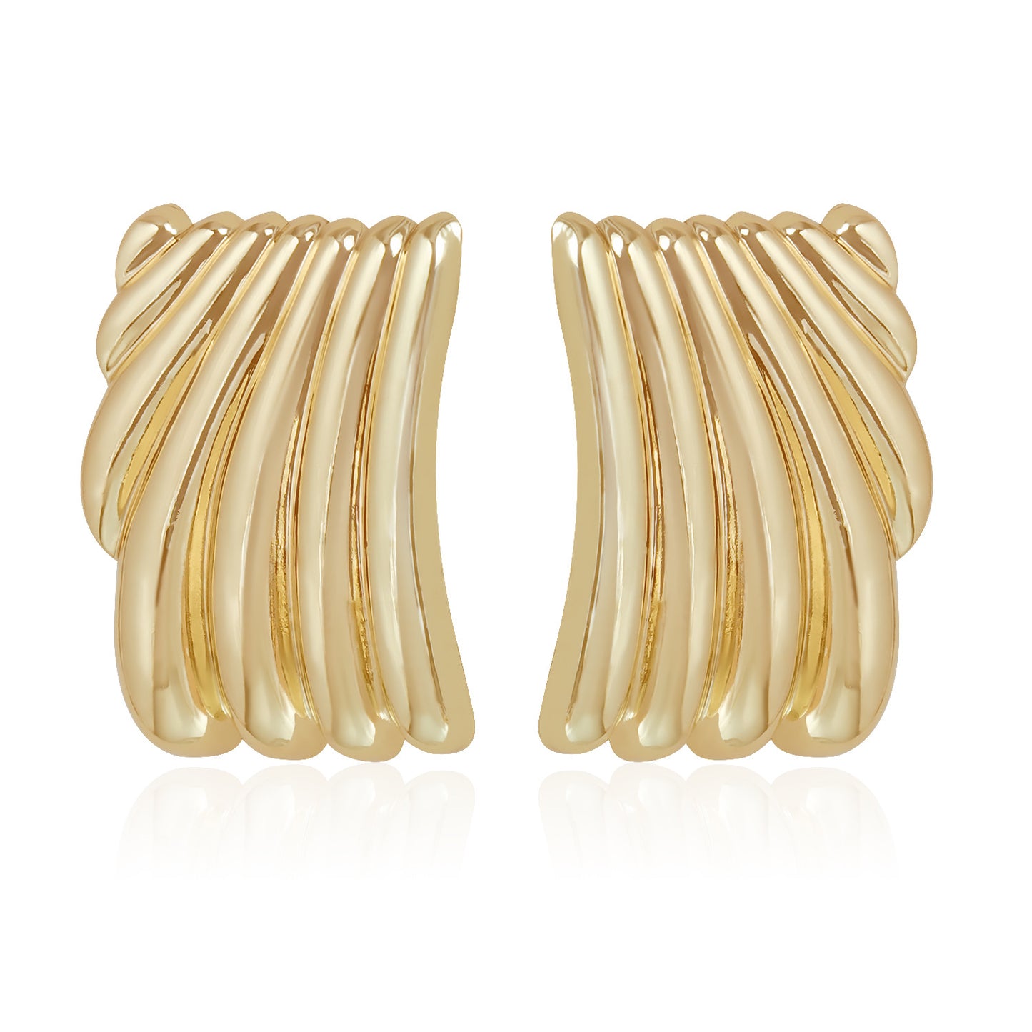 Vintage Geometric Zinc Alloy Earrings with Electroplated Finish and Brushed Metal Stripe Design for Women