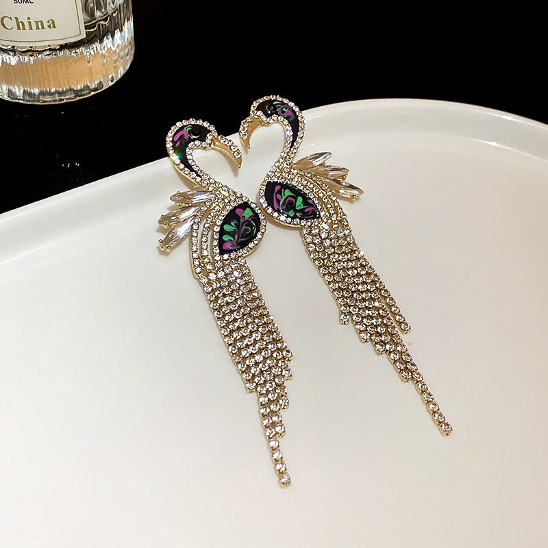Vintage-Style Parrot-Shaped Earrings in Gold-Plated Copper with 925 Sterling Silver Posts for Women