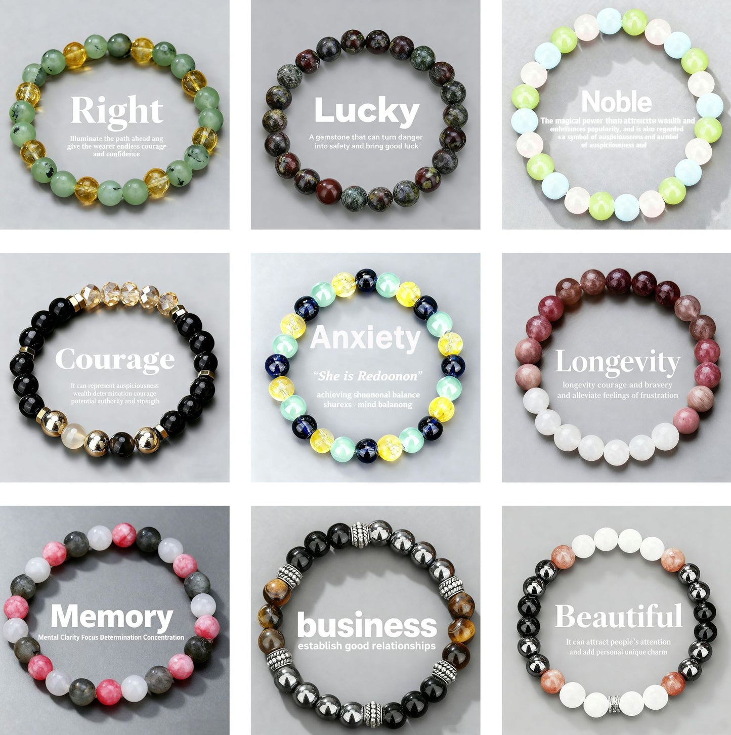 Fashion Casual Business Crystal Beaded Bracelet Unisex Hand Jewelry