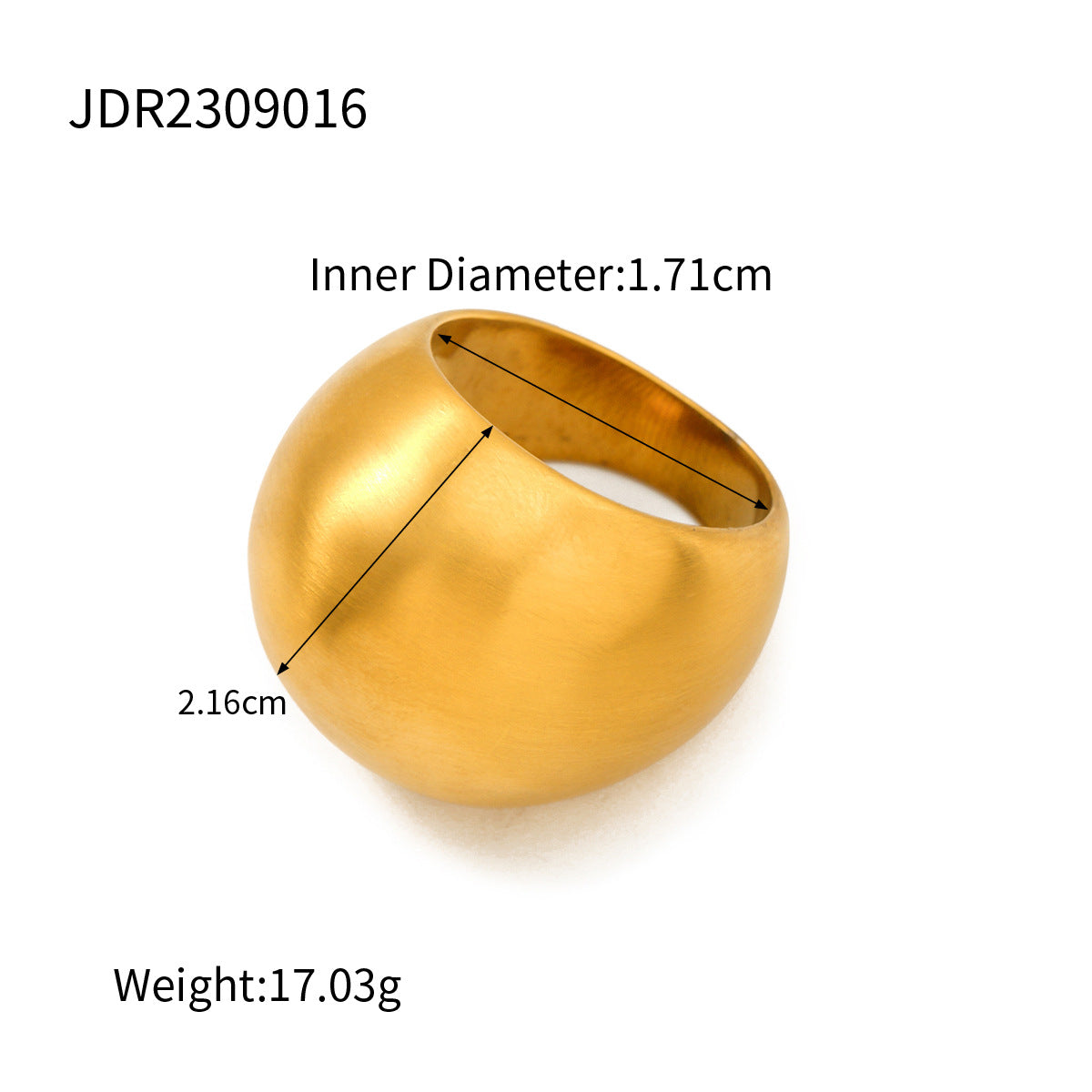 Anello da donna minimalista geometrico in acciaio inossidabile opaco spazzolato con placcatura in oro 18 carati