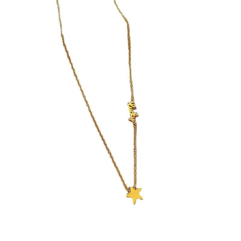 Minimalist Lucky Star Pendant Necklace for Women in Titanium Steel with Plated Finish