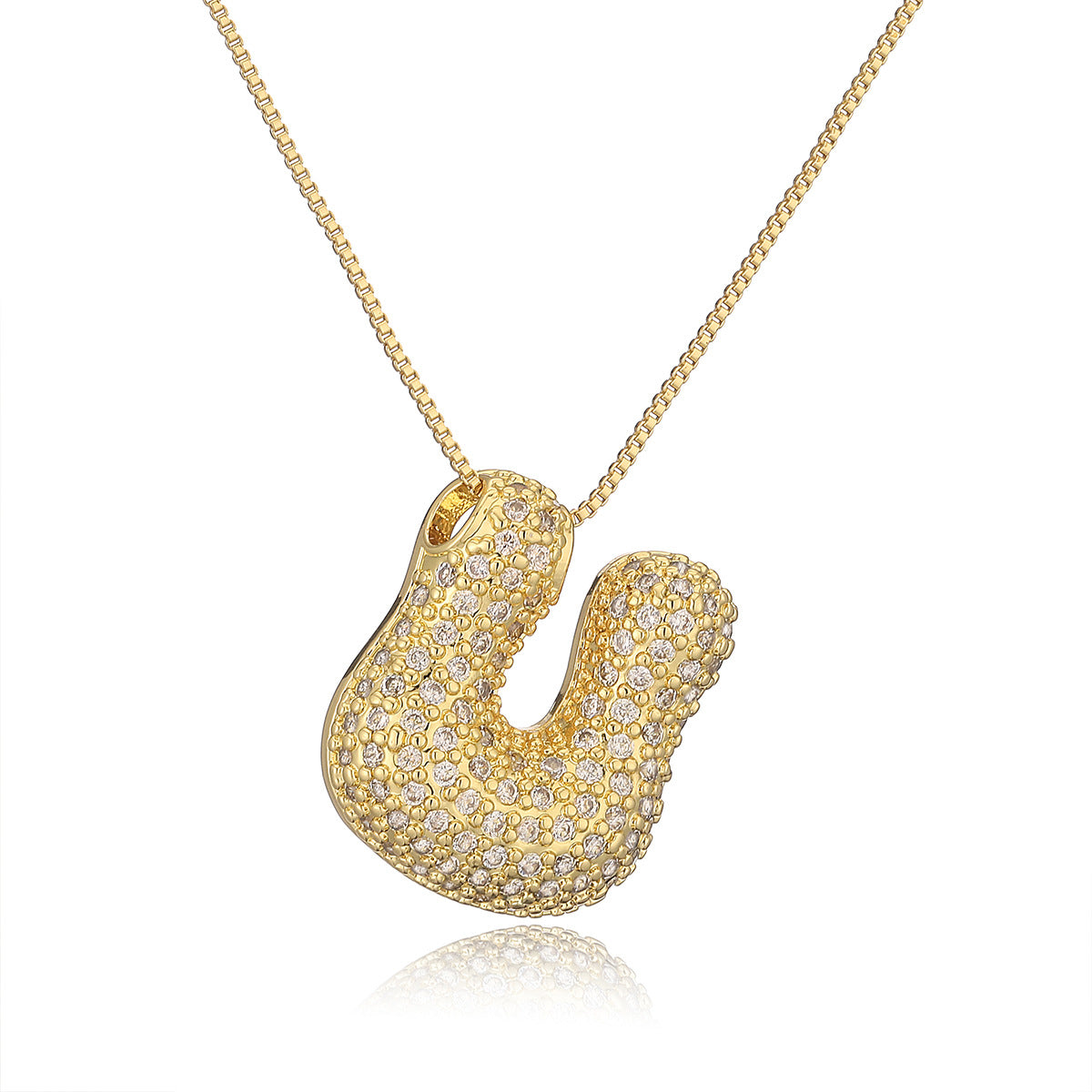 Collana a forma di lettera minimalista in rame placcato oro vero da donna