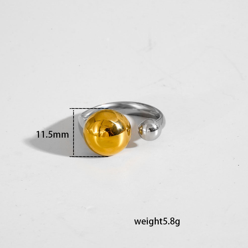 Anello Aperto Regolabile a Stella e Luna Geometrico Minimalista con Finitura Placcata in Acciaio Inossidabile 304 per Unisex
