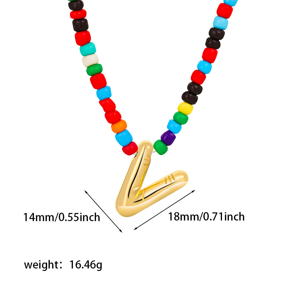 Collana con Lettere Unisex in Acciaio Inossidabile Placcato Oro 18K Casual