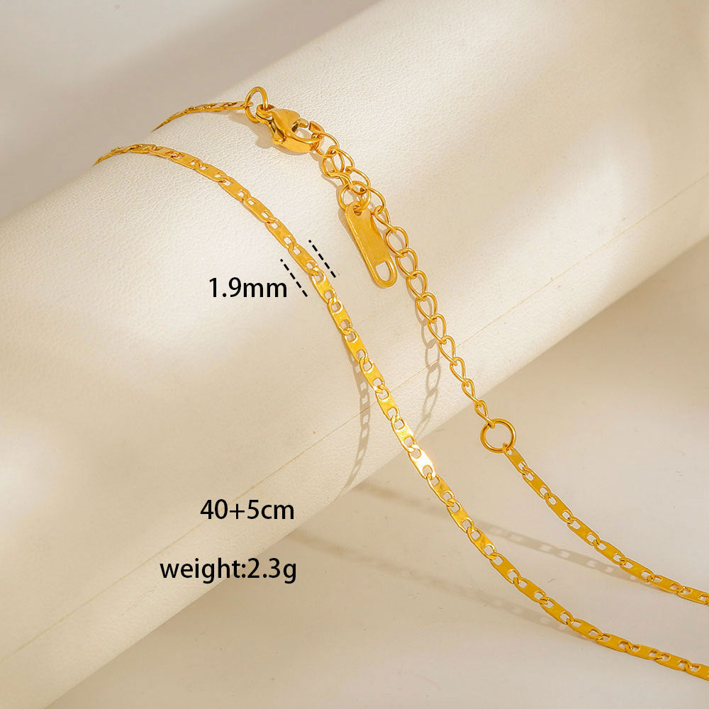Collana con Ciondoli Geometrici Minimalisti in Acciaio al Titanio Placcato con Nappe, Charm Fai da Te per Donne
