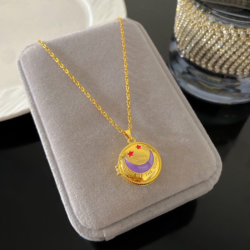 Vintage Drip Oil Floral Heart Oval Pendant Gold Plated Brass Necklace for Women