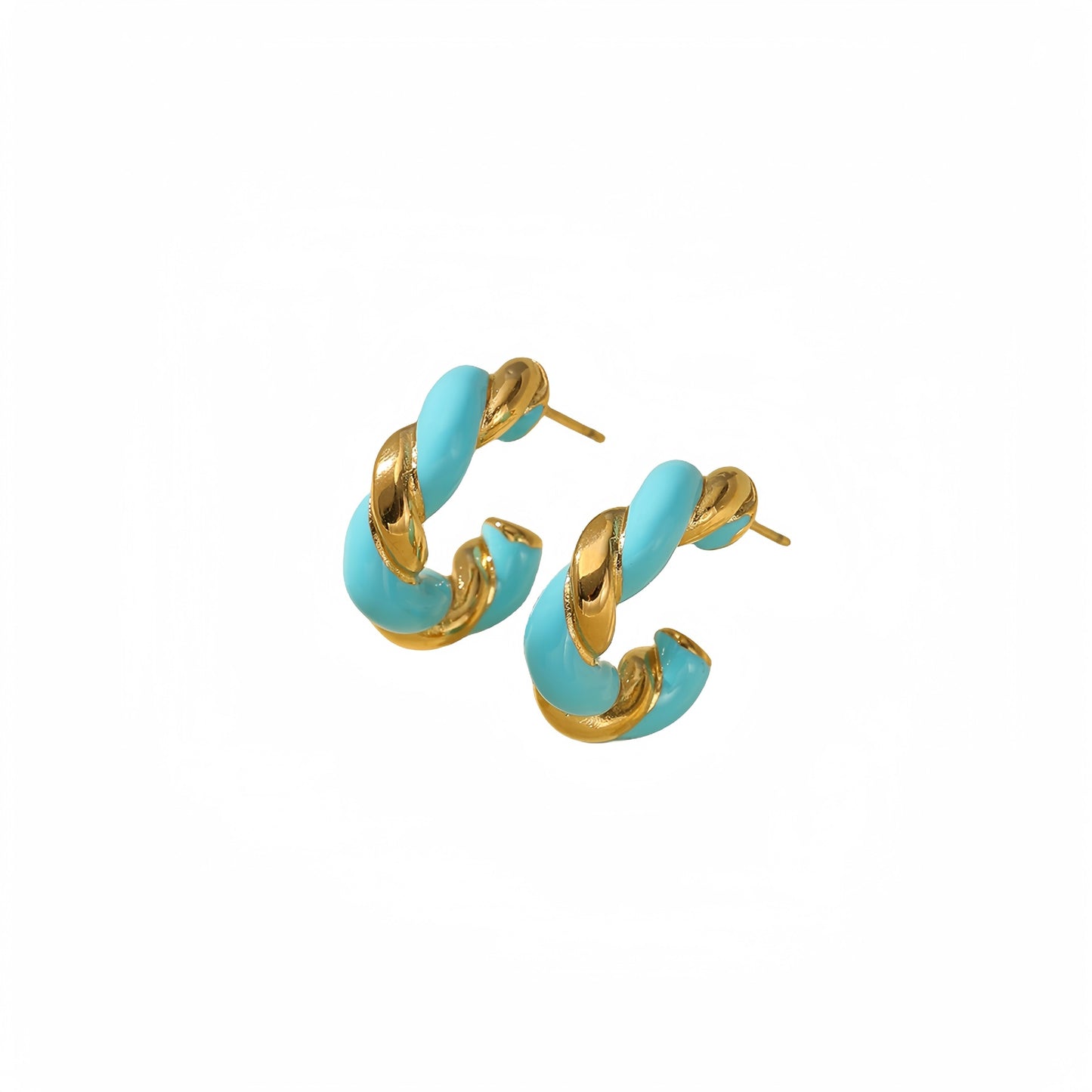 Pendientes de acero inoxidable en forma de corazón estilo retro con acabado chapado, diseño delicado y dulce para mujer
