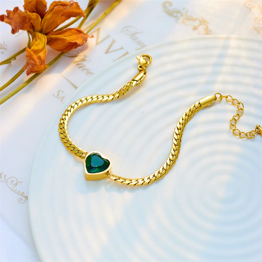 Pulsera vintage minimalista de acero inoxidable trenzada entrelazada con forma de corazón de diamantes de imitación para mujer