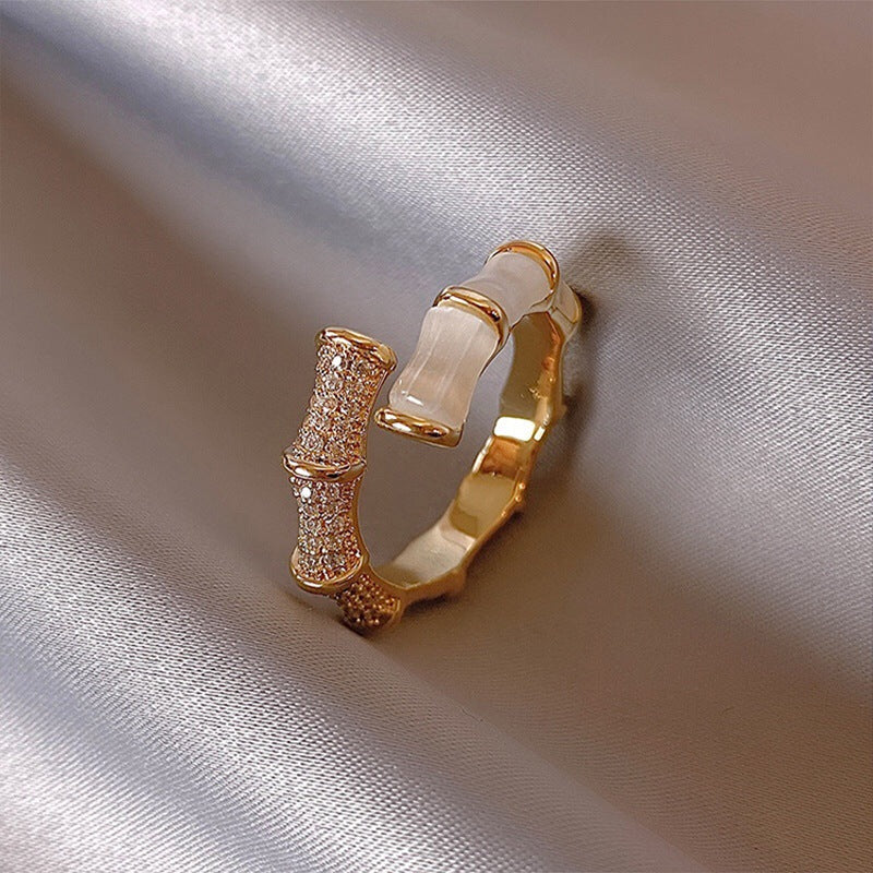 Original Design Geometric Cat's Eye Stone Open Ring for Women in Copper with Plating Finish