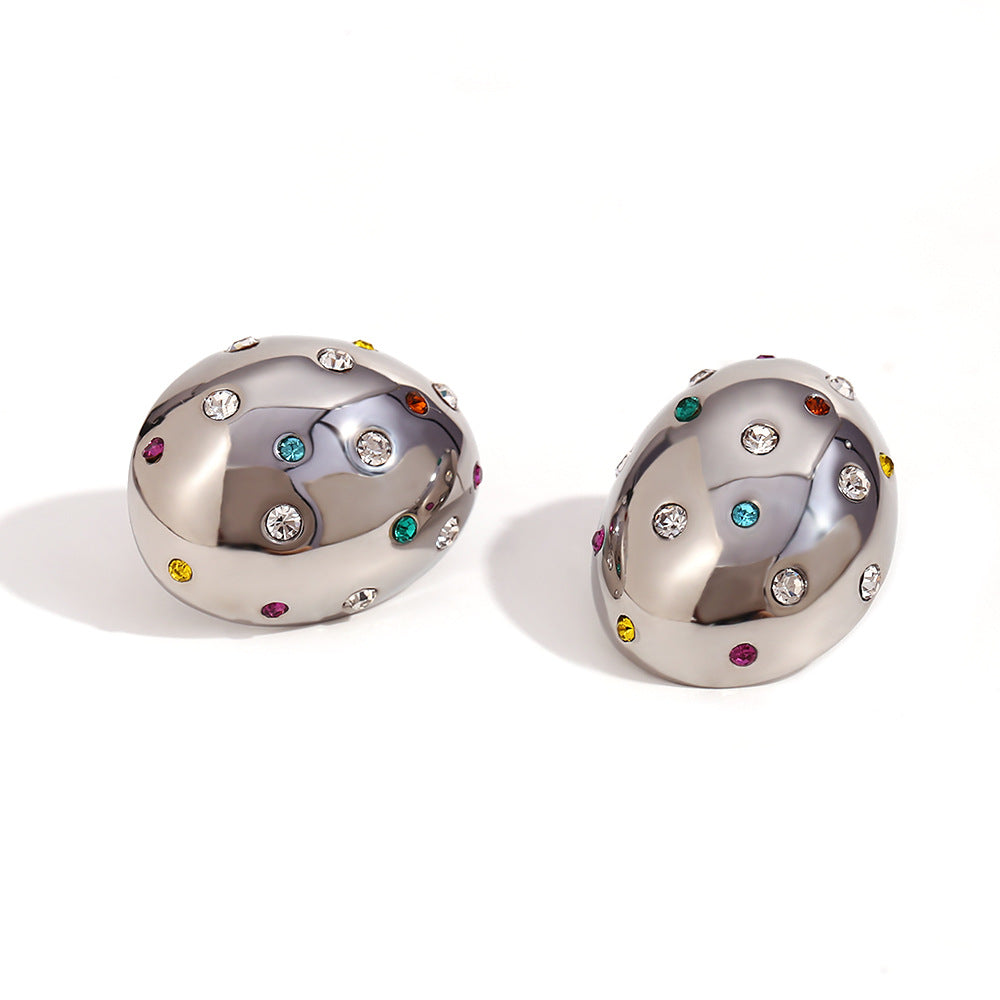 Vintage-Style Irregular Geometric Liquid Drop Earrings in Stainless Steel with 18K Gold Plating and Micro-Paved Zirconia