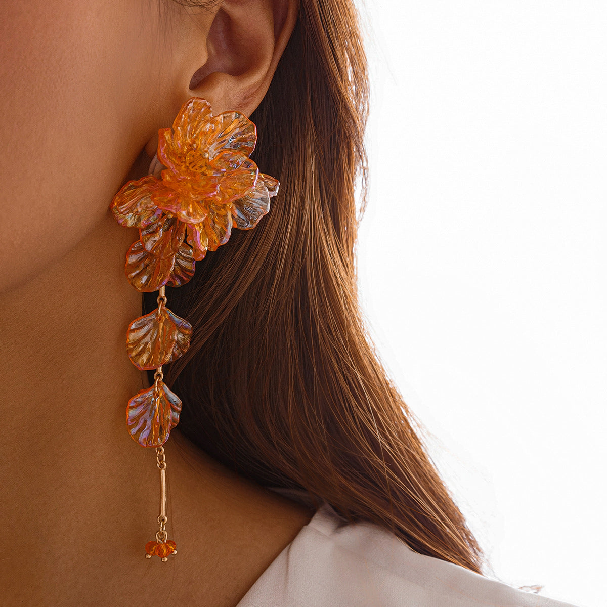 Minimalist Plated Acrylic Floral Earrings for Women