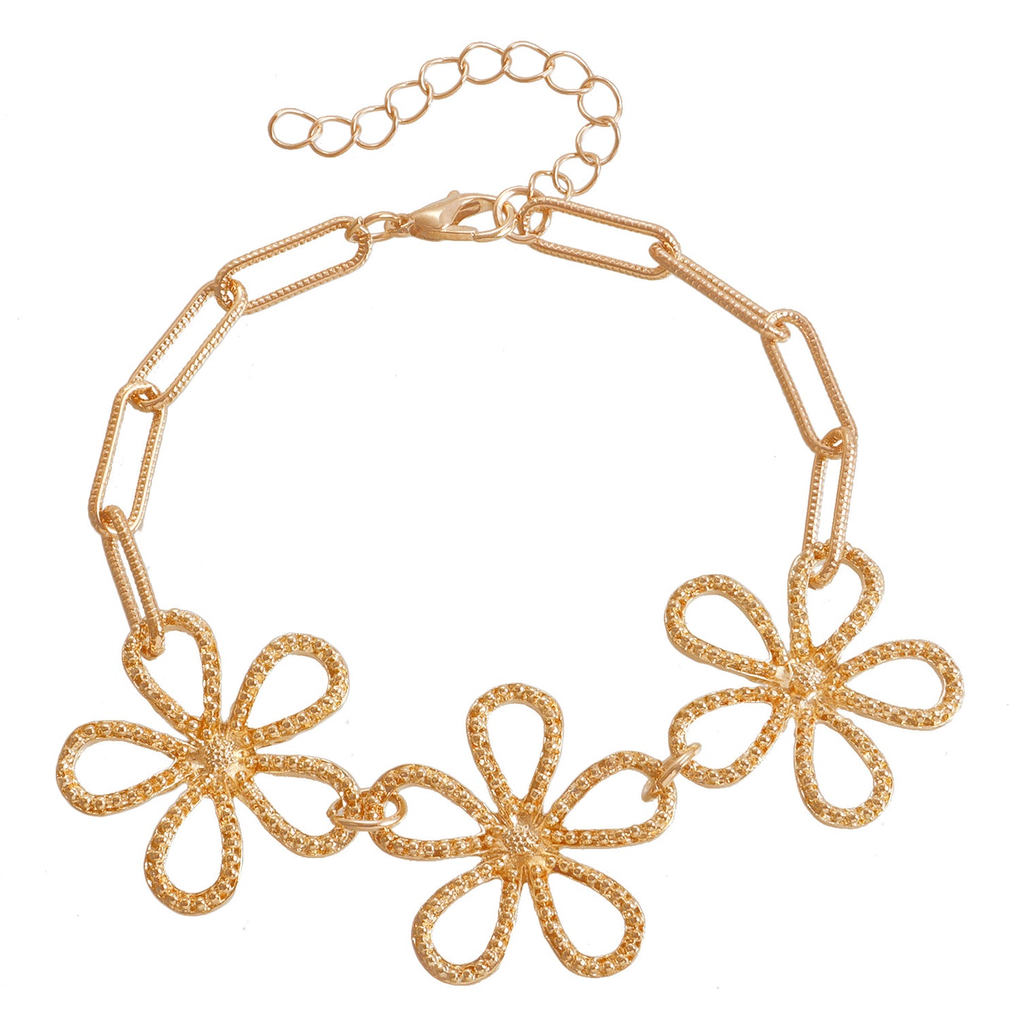 Collar de aleación floral vintage con filigrana para mujer con acabado chapado y estilo de cadena a la clavícula