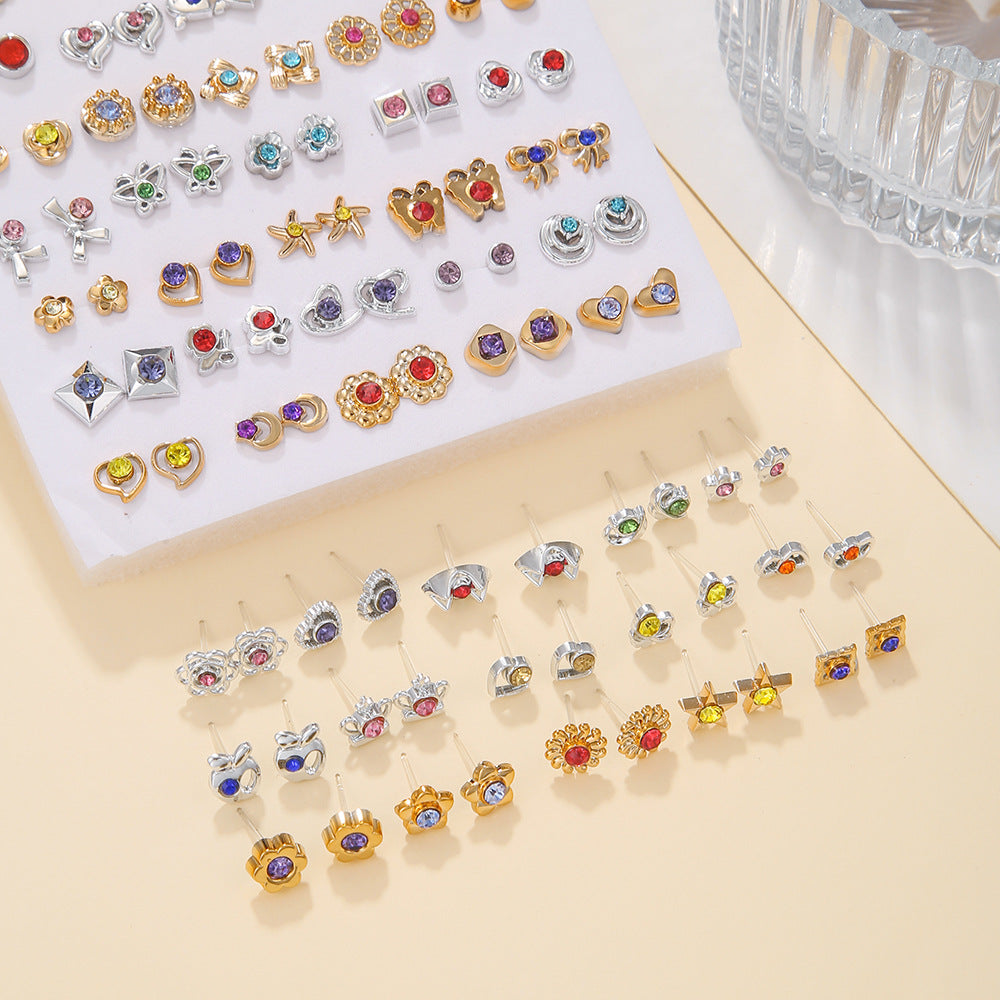 Minimalist Geometric Round Acrylic Stud Earrings with Rhinestone Plating for Women